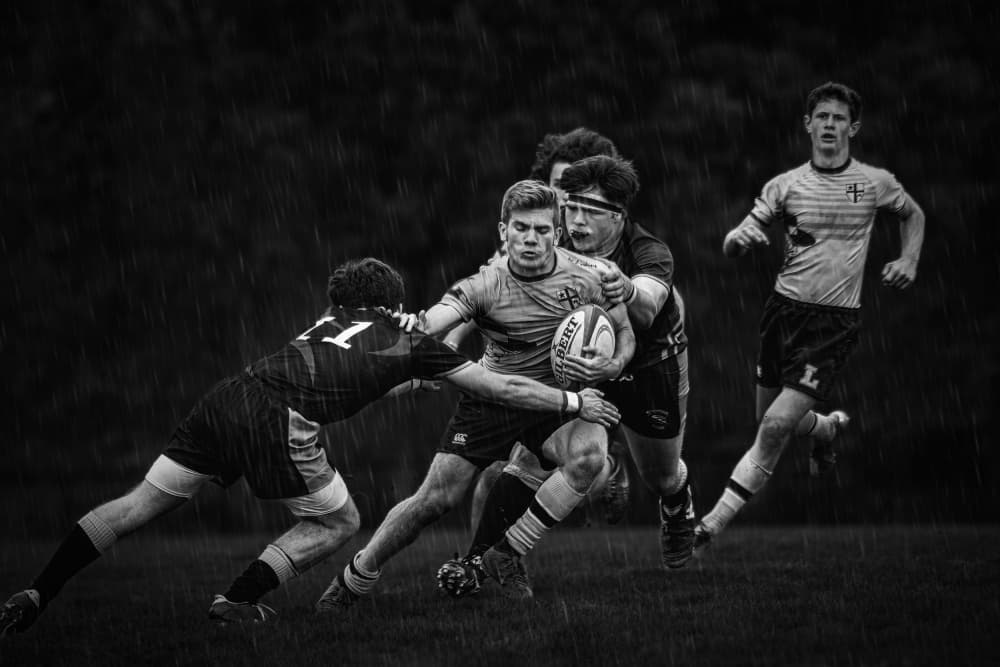 Rainy Day Rugby by Rob Li — canvas wall art