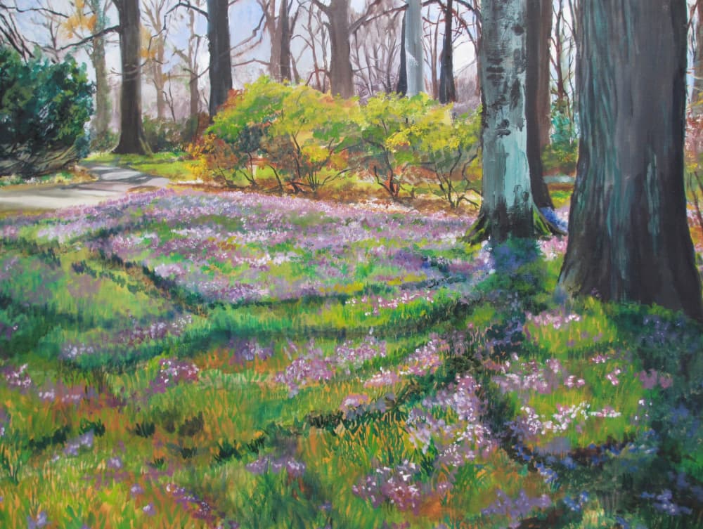 Spring Flowers Park Path by Maxine Shore — canvas wall art