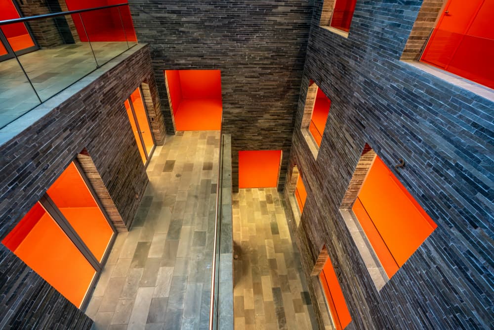 Orange Geometric Architecture by Jaap Koer — canvas wall art
