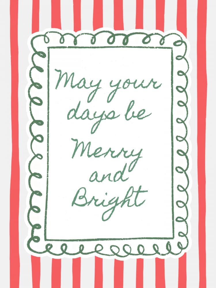 Merry Bright Holiday Message by Jolly and Dash — canvas wall art
