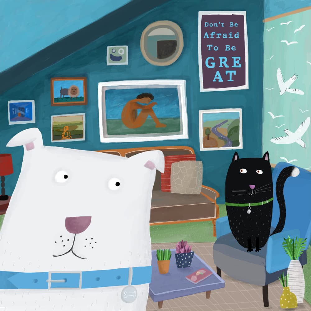 Cozy Dog Cat Home by Carla Daly — canvas wall art