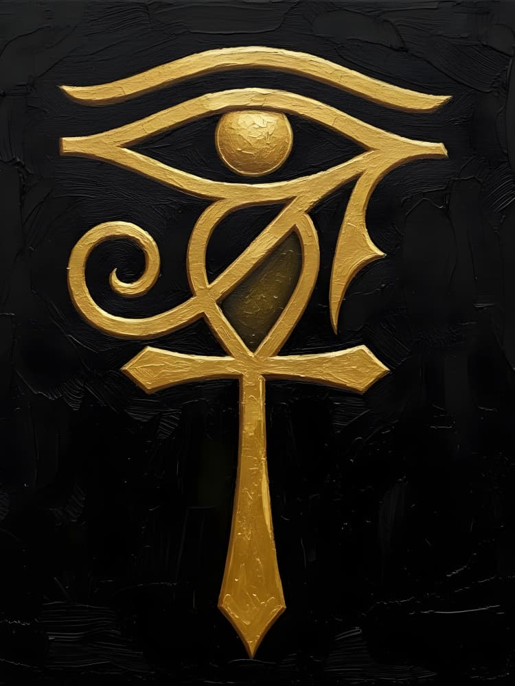 Golden Eye of Horus Ankh by HUGO — canvas wall art