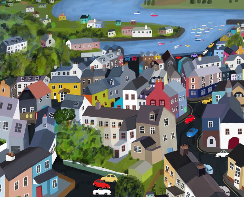 Colorful Coastal Town by Carla Daly — canvas wall art