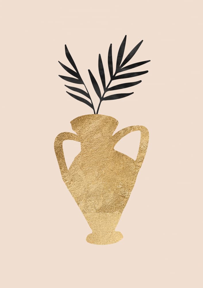 Elegant Gold Vase Foliage by Talitha McQueen — canvas wall art