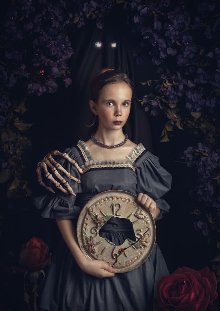 Gothic Girl Broken Clock by Svetlana Melik-Nubarova — canvas wall art