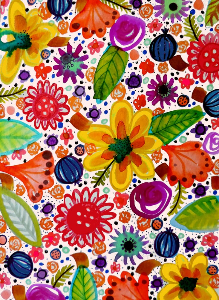 Vibrant Floral Pattern by Sylvie Demers — canvas wall art