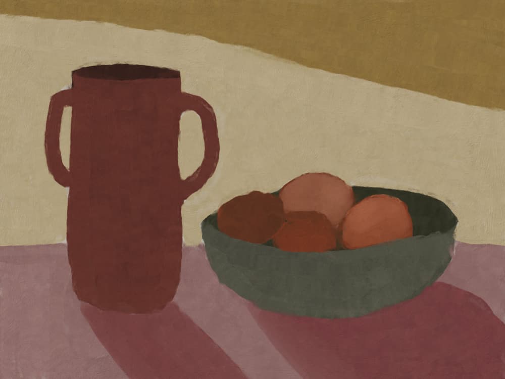 Jug With Peaches by Dan Hobday — canvas wall art