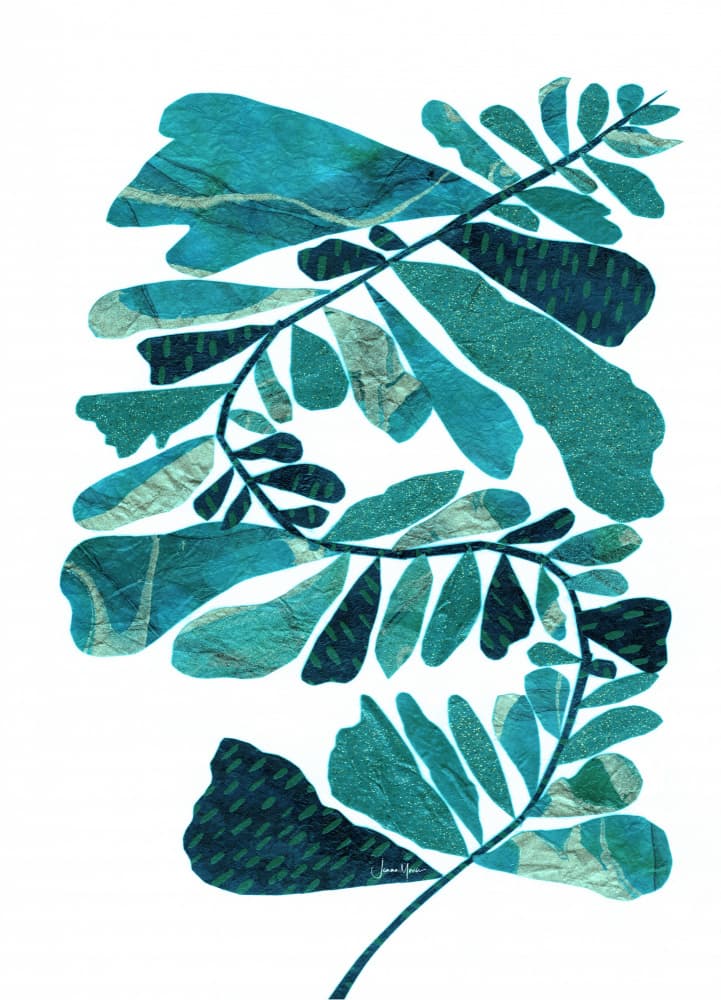 Textured Teal Leaves by Jemma Morris — canvas wall art