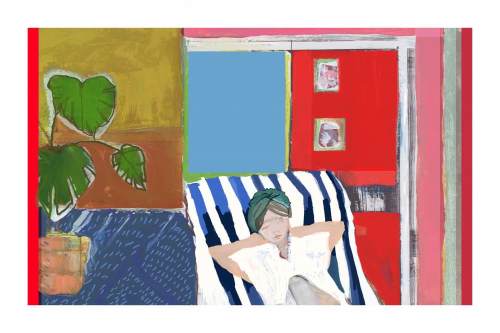 Woman Relaxing Indoors by casa cartissi — canvas wall art