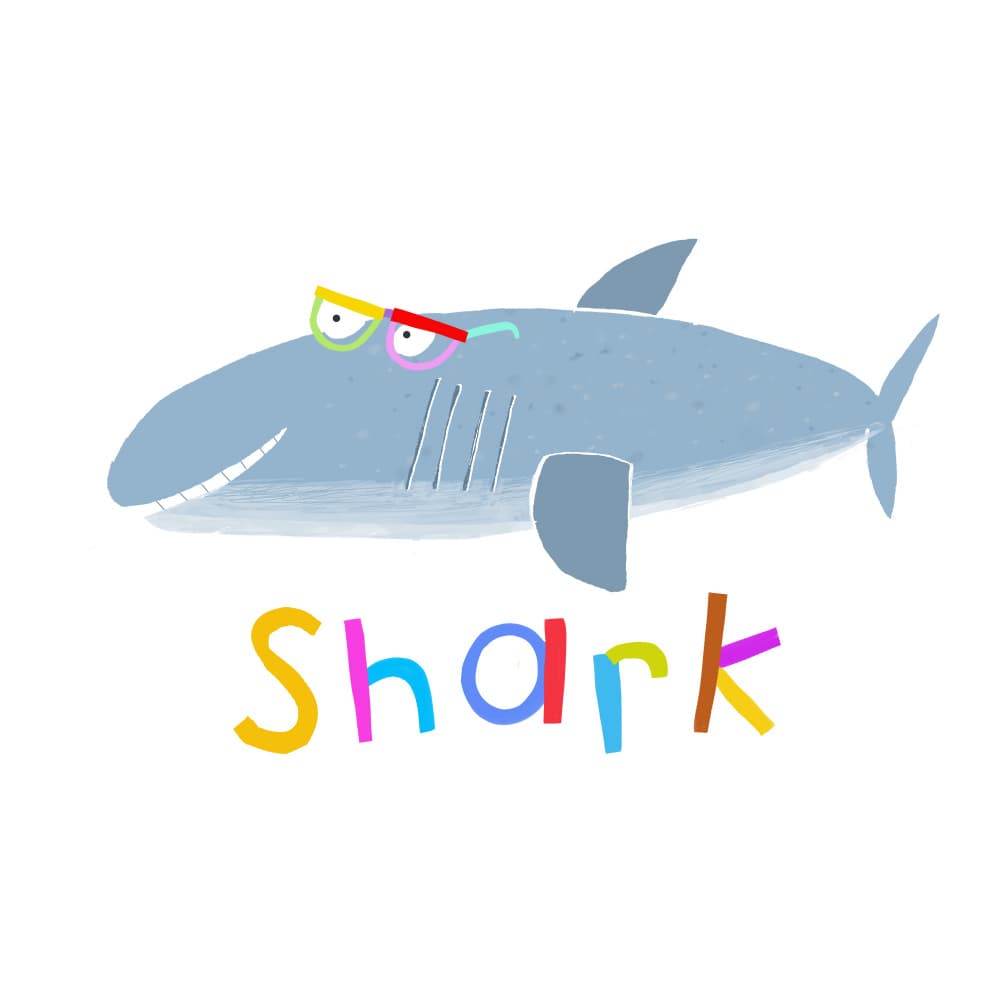 Playful Cartoon Shark by Carla Daly — canvas wall art