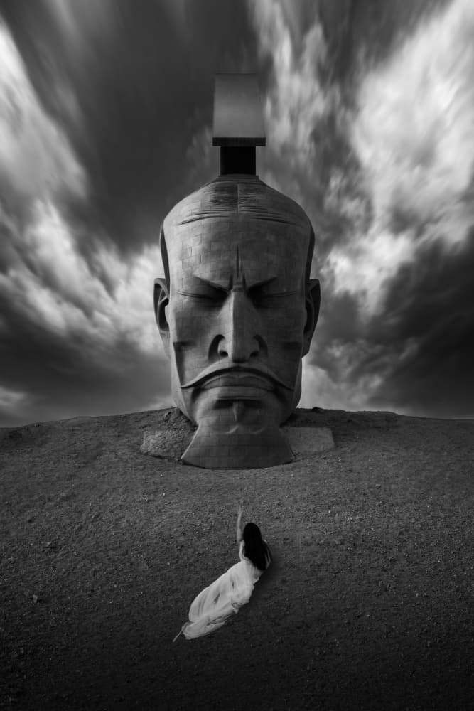 Colossal Head and Figure by Songlin Xu — canvas wall art