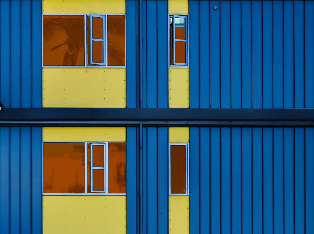 Blue Yellow Facade by Arnon Orbach — canvas wall art