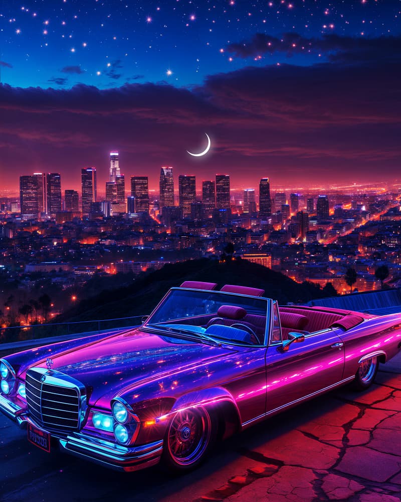 Vibrant Retro City Night by Ritvik takkar — canvas wall art