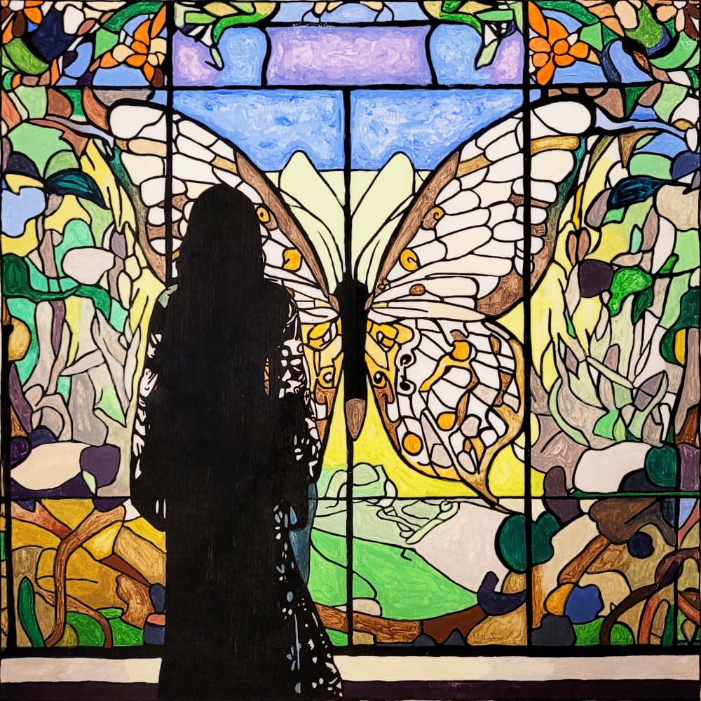 Butterfly Window Silhouette by Vivian Kim — canvas wall art