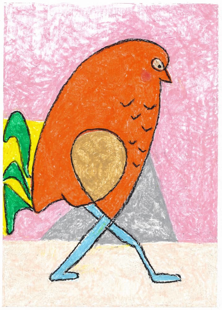 Whimsical Walking Bird by Annick — canvas wall art