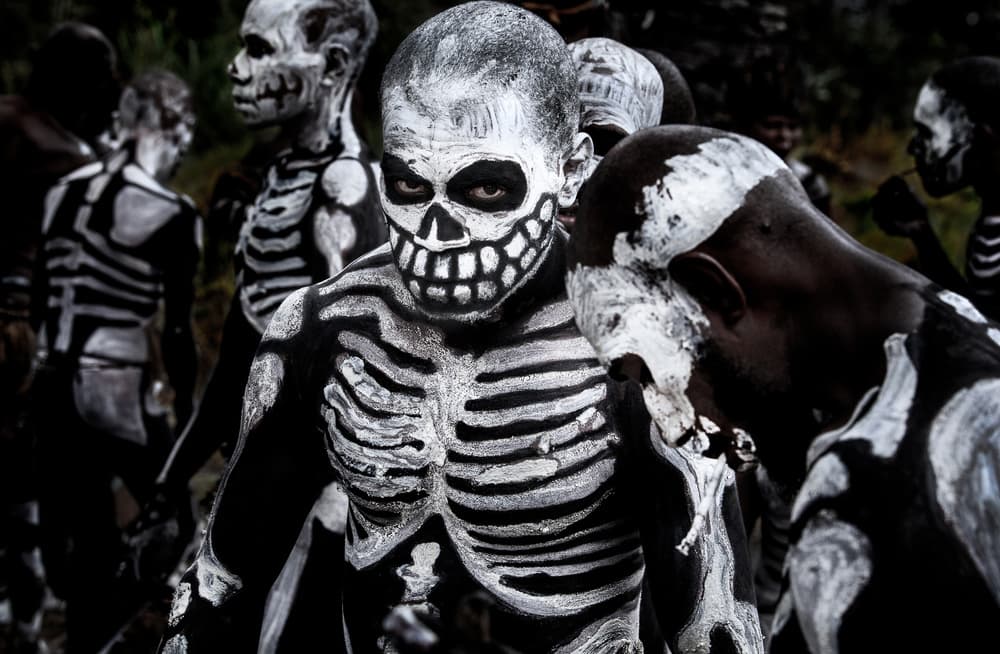Intense Tribal Skeleton Paint by Joxe Inazio Kuesta Garmendia — canvas wall art