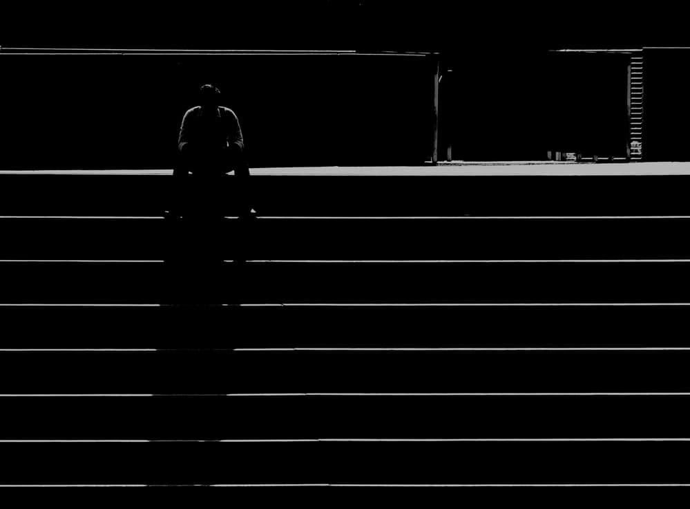 Solitude On Steps by Jian Wang — canvas wall art