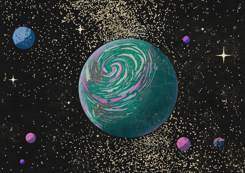 Swirling Cosmic Planet by Nicholas — canvas wall art