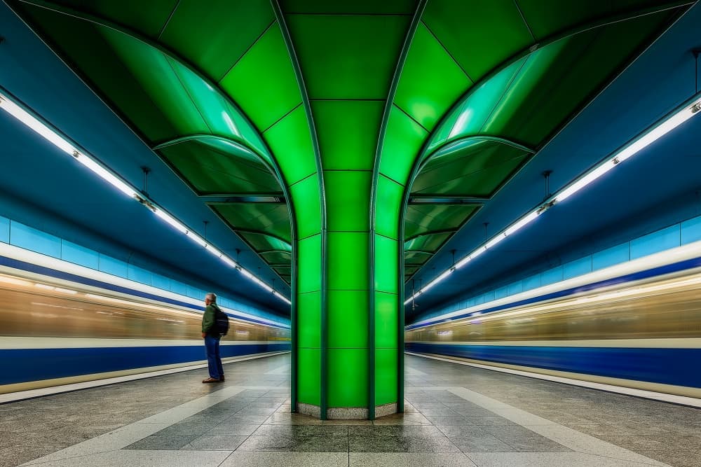 Subway Green Motion by Javier de la Torre — canvas wall art