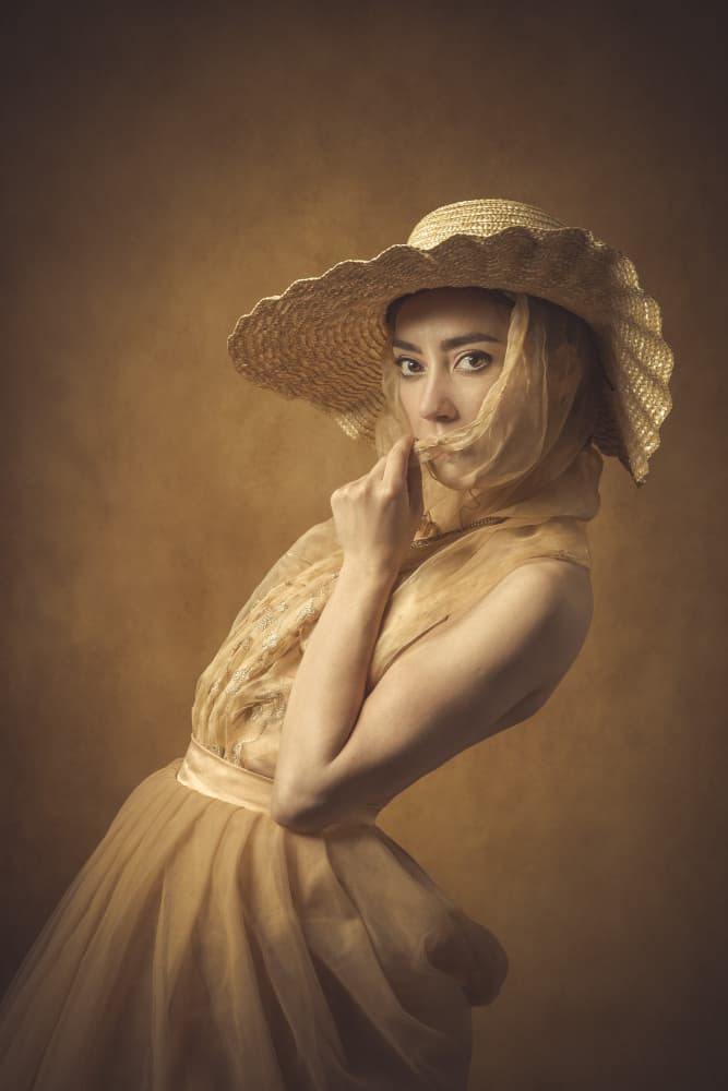 Golden Hat Fashion Portrait by Eddie Kavanagh — canvas wall art