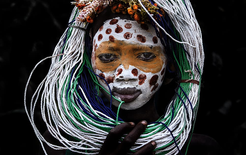 Painted Tribal Portrait by Joxe Inazio Kuesta Garmendia — canvas wall art