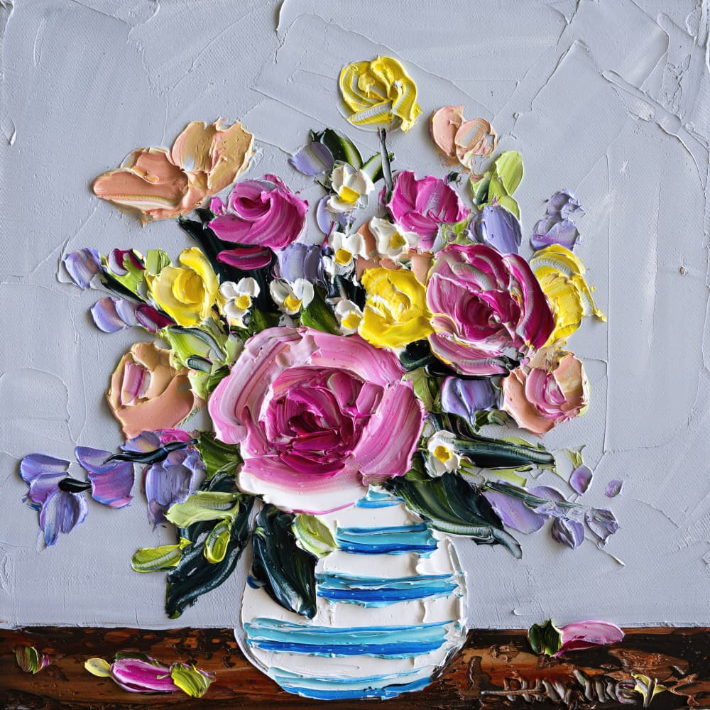 Vibrant Impasto Flowers by Angela Hawkey — canvas wall art