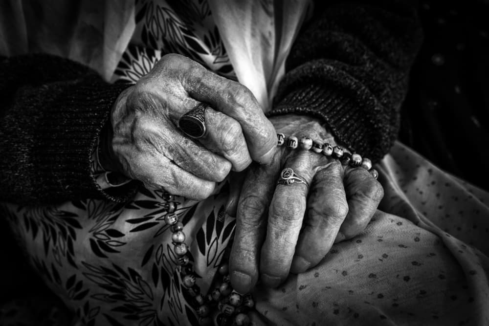 Aging Hands Prayer by Mohammadreza Momeni — canvas wall art