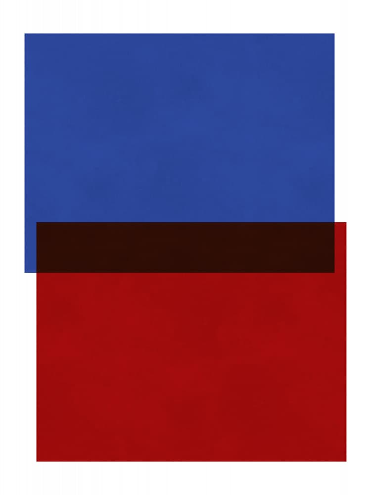 Blue Red Color Blocks by Vitor Costa — canvas wall art