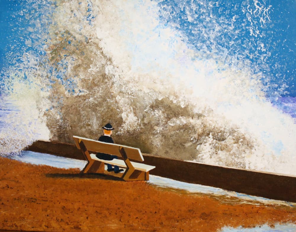 Man Watching Wave by Tom Blood — canvas wall art