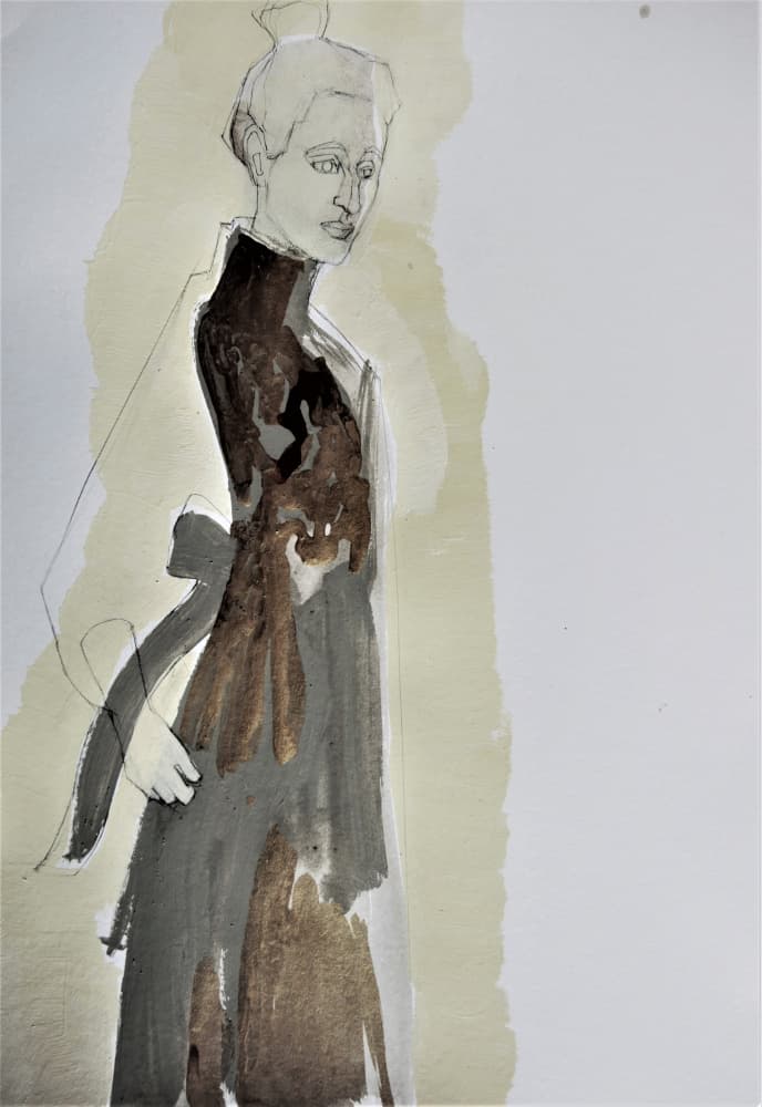 Elegant Woman Fashion Sketch by Doris Schmitz — canvas wall art