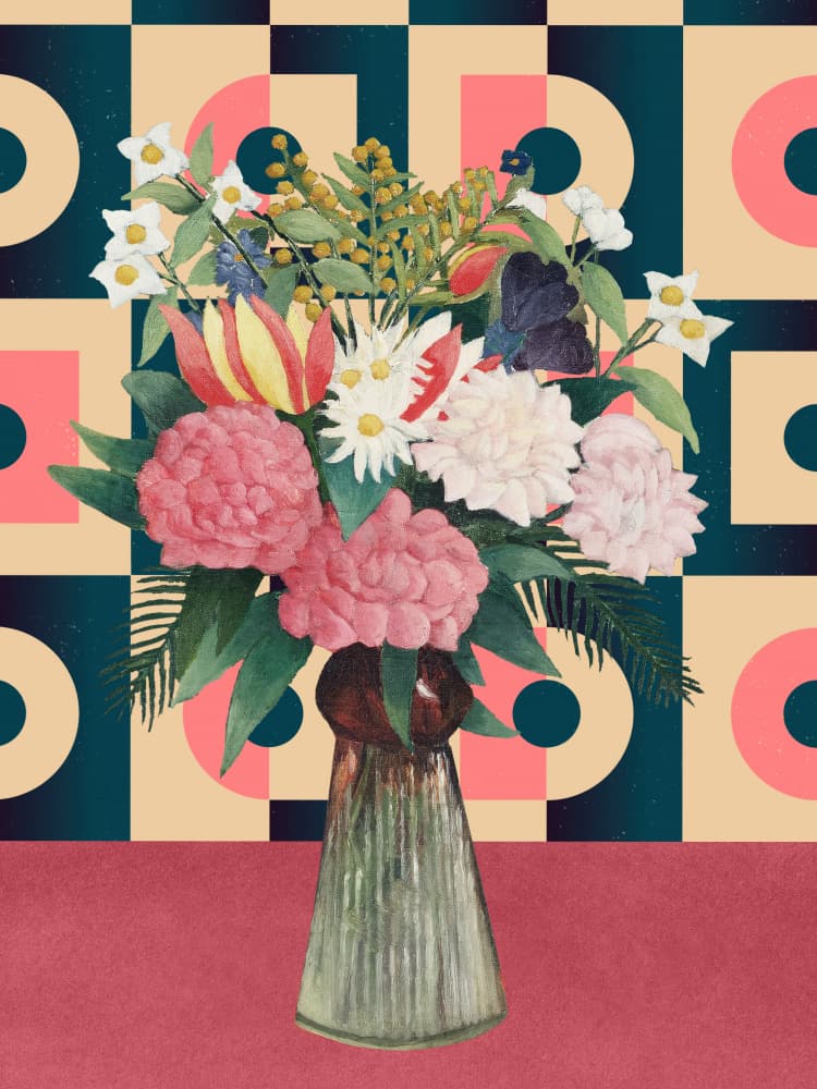 Vibrant Geometric Bouquet by Marja van den Hurk — canvas wall art