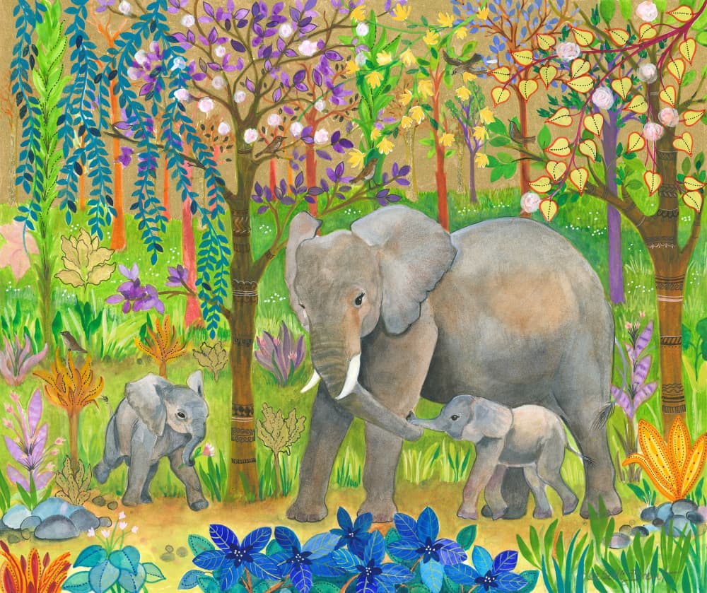 Mother Elephant With Her Calve by Isabelle Brent — canvas wall art