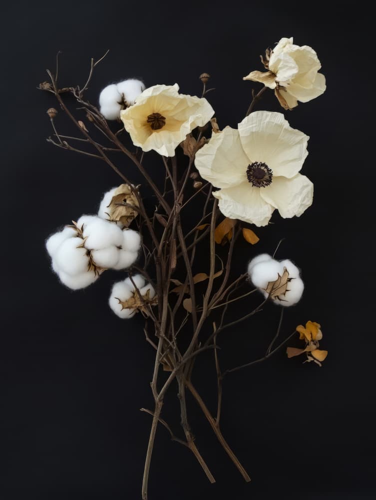 Rustic Cotton Flowers by Bilge Paksoylu — canvas wall art
