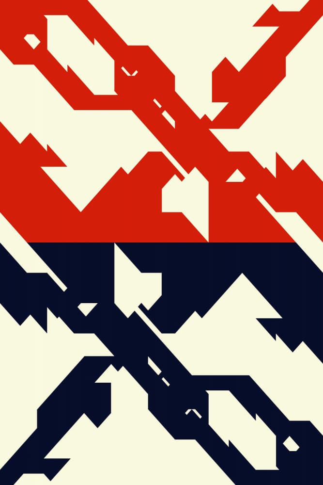 Abstract Red Blue Geometry by Petr Strnad — canvas wall art