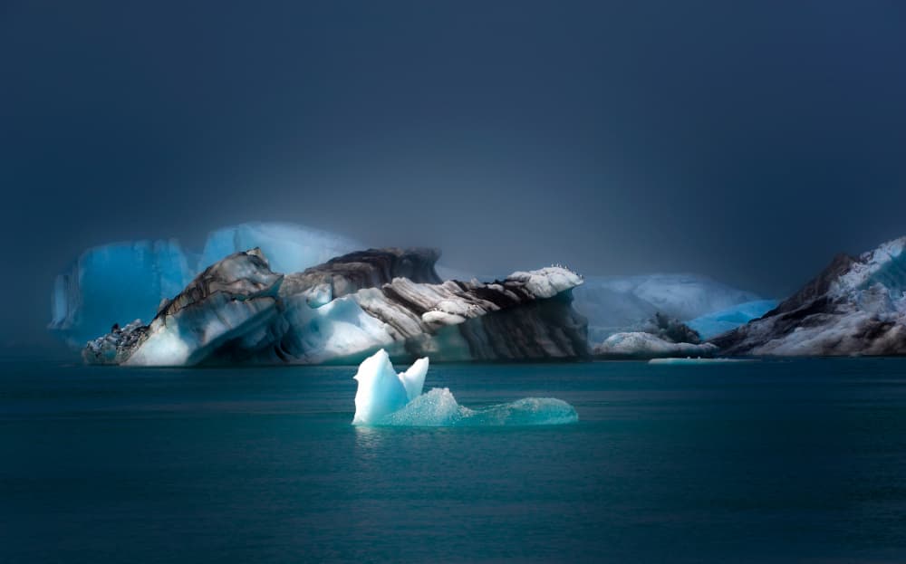 Deep Blue Icebergs by Erik Engström — canvas wall art