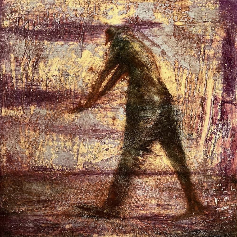 Textured Figure Walking by Christina Misuro — canvas wall art