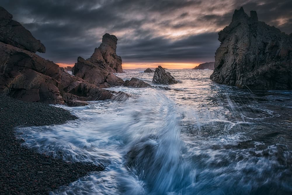 Crashing Coastal Twilight by Ben.C.L — canvas wall art