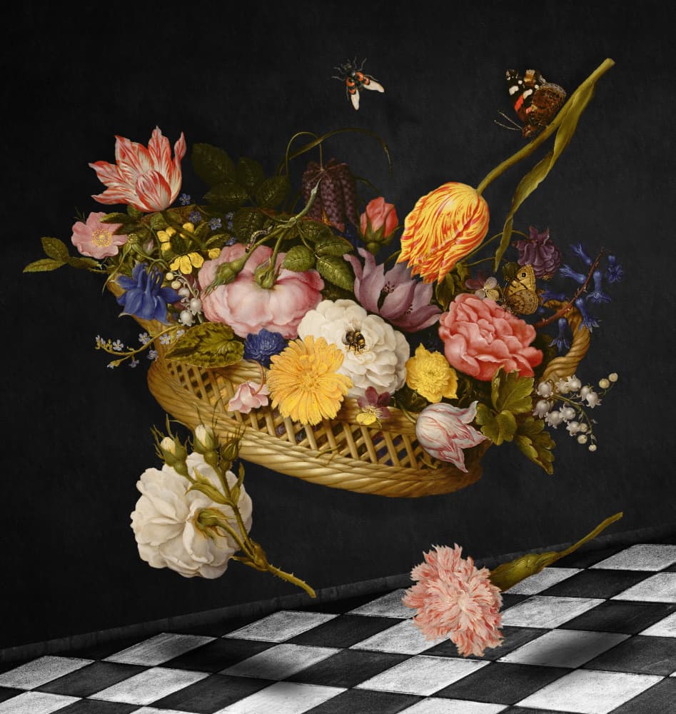 Dramatic Floral Spill by Marja van den Hurk — canvas wall art