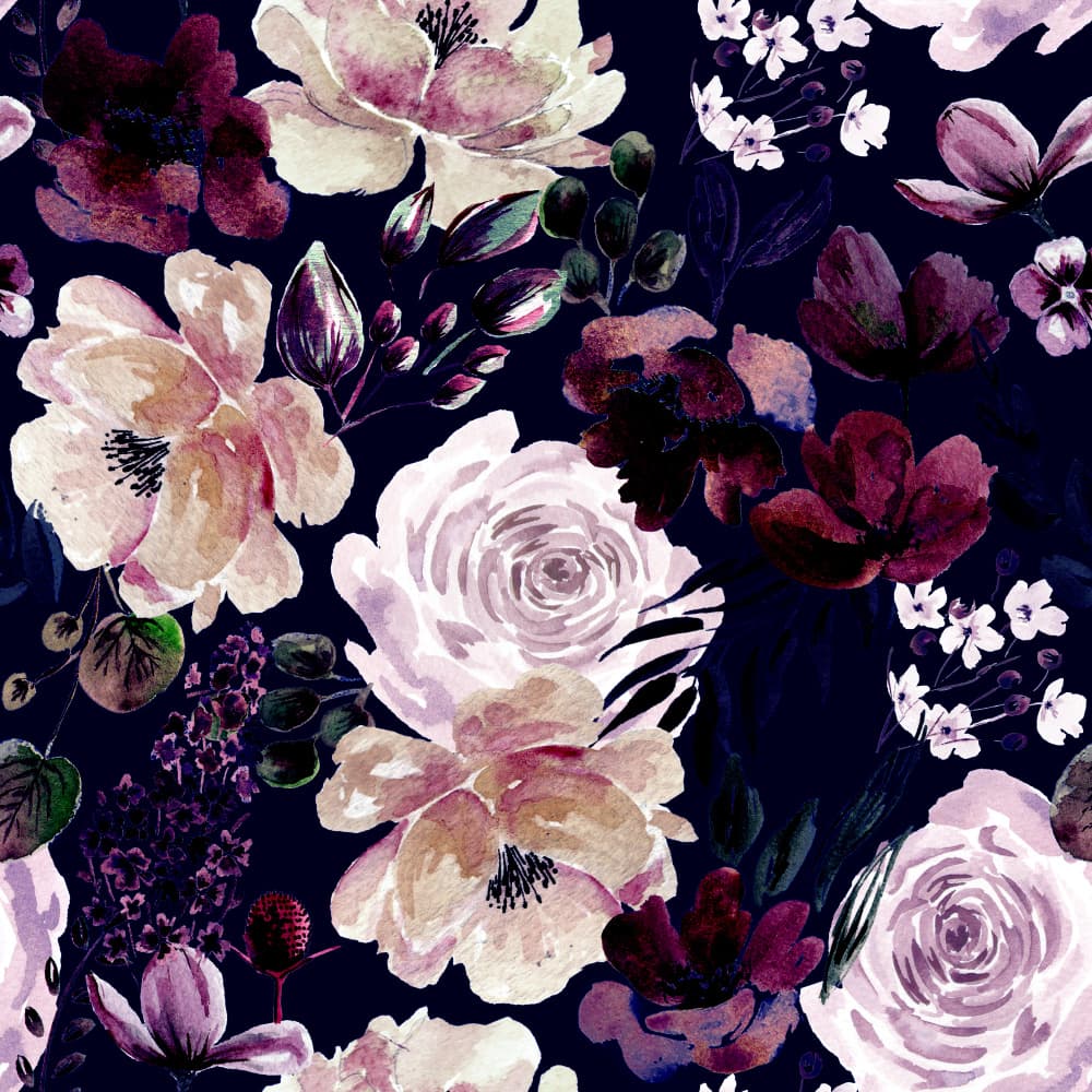 Floral Chaos Watercolor Pattern Dark by Anis Illustration — canvas wall art