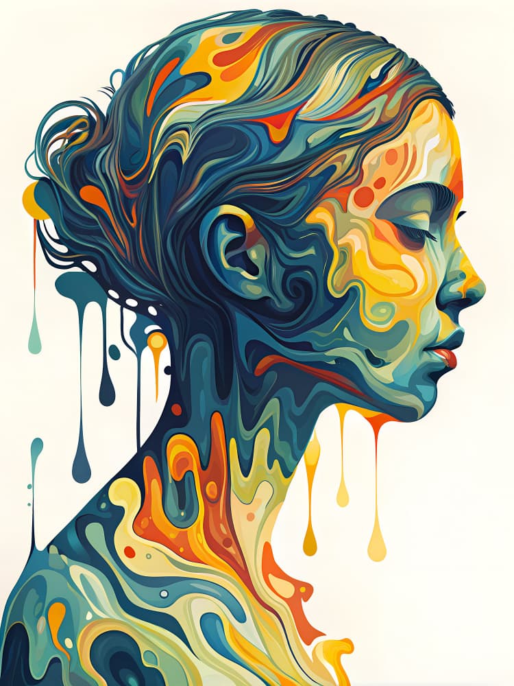 Vibrant Fluid Portrait by Miguel Bruzual — canvas wall art