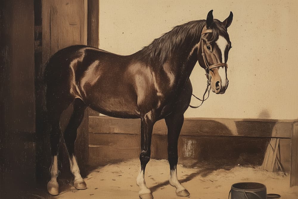 Regal Bay Horse Portrait by Melloi Art Prints — canvas wall art