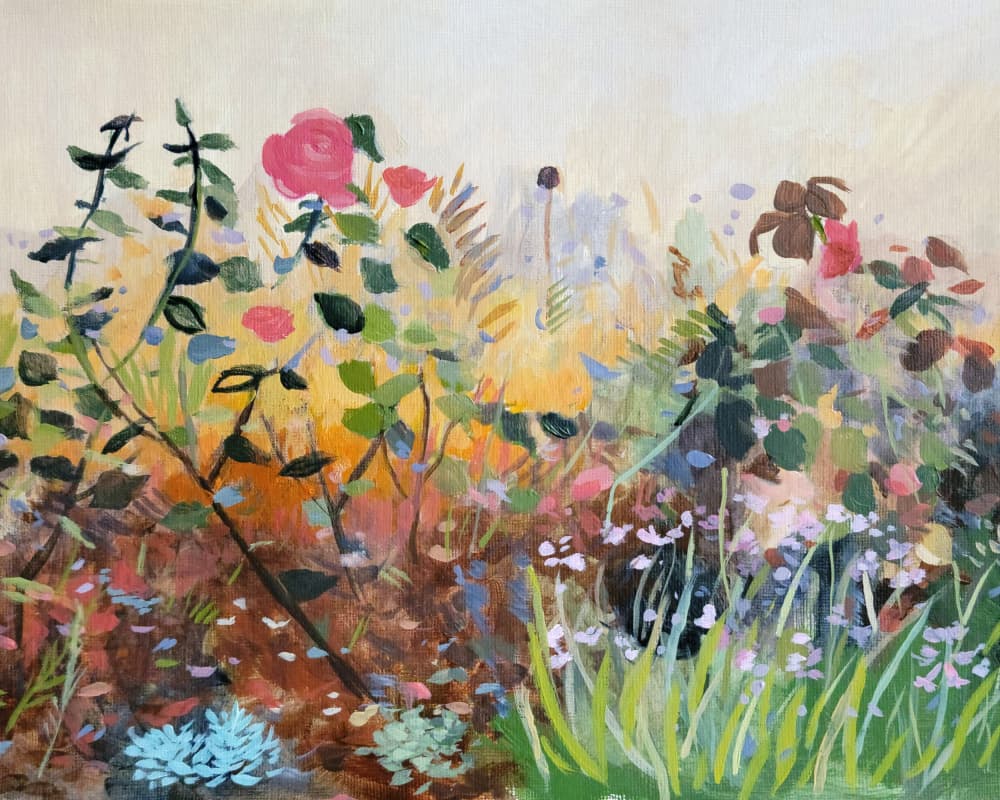 Vibrant Summer Garden by Claire Whitehead — canvas wall art