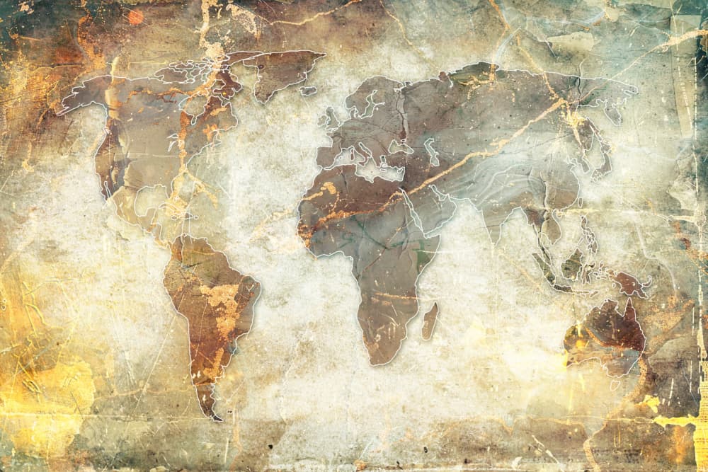 Vintage World Map by Rafal Kulik — canvas wall art