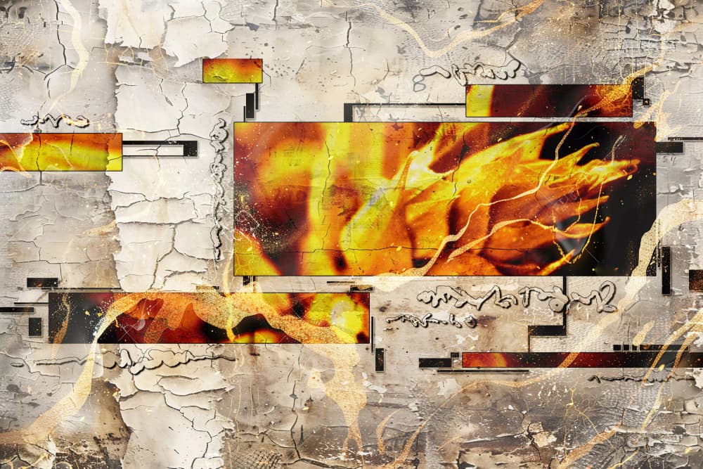 Fiery Grunge Abstract by Rafal Kulik — canvas wall art