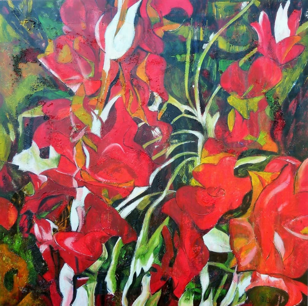 Vibrant Red Flowers by Barbara Piatti — canvas wall art