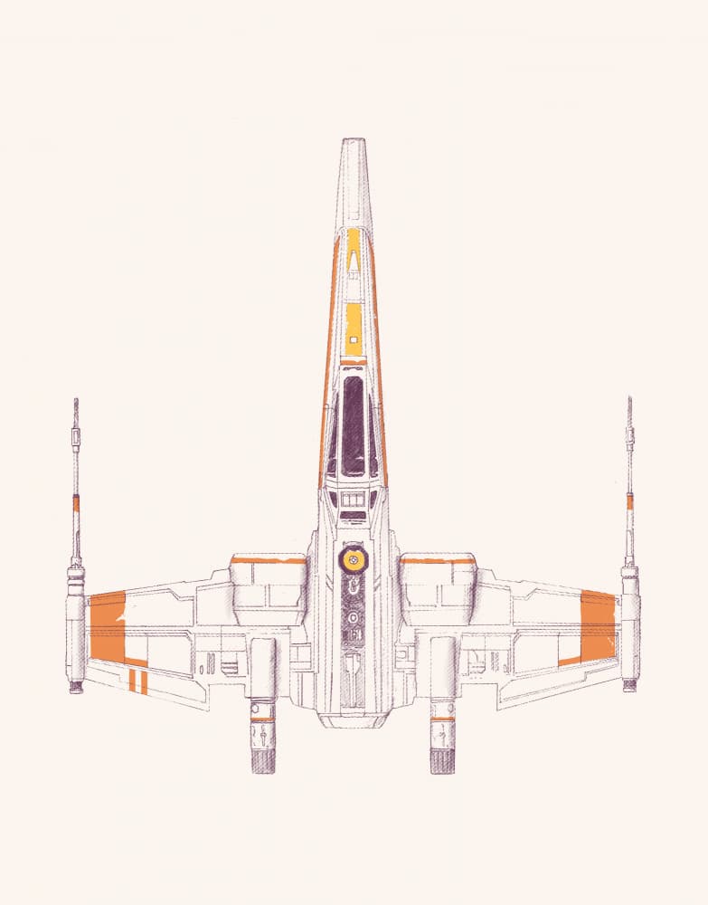 Classic Starfighter Design by Florent Bodart — canvas wall art