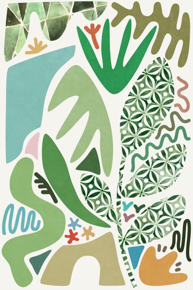 Abstract Green Botanical by amini54 — canvas wall art