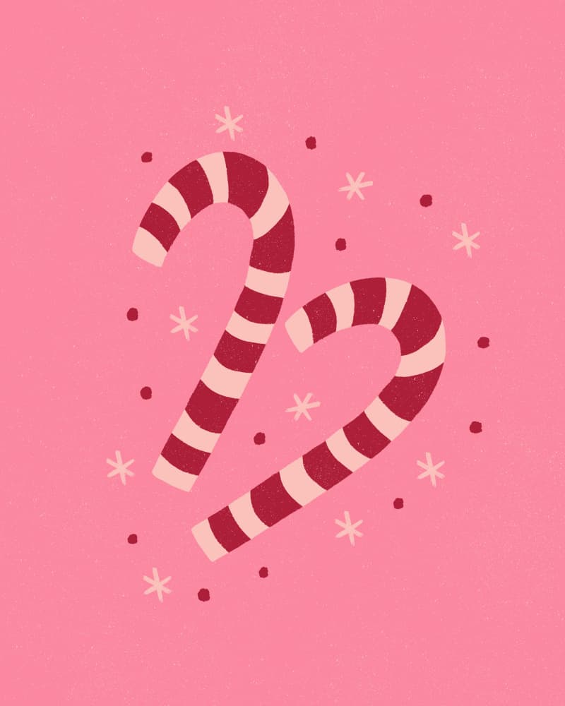 Festive Pink Candy Canes by Angela Minca — canvas wall art