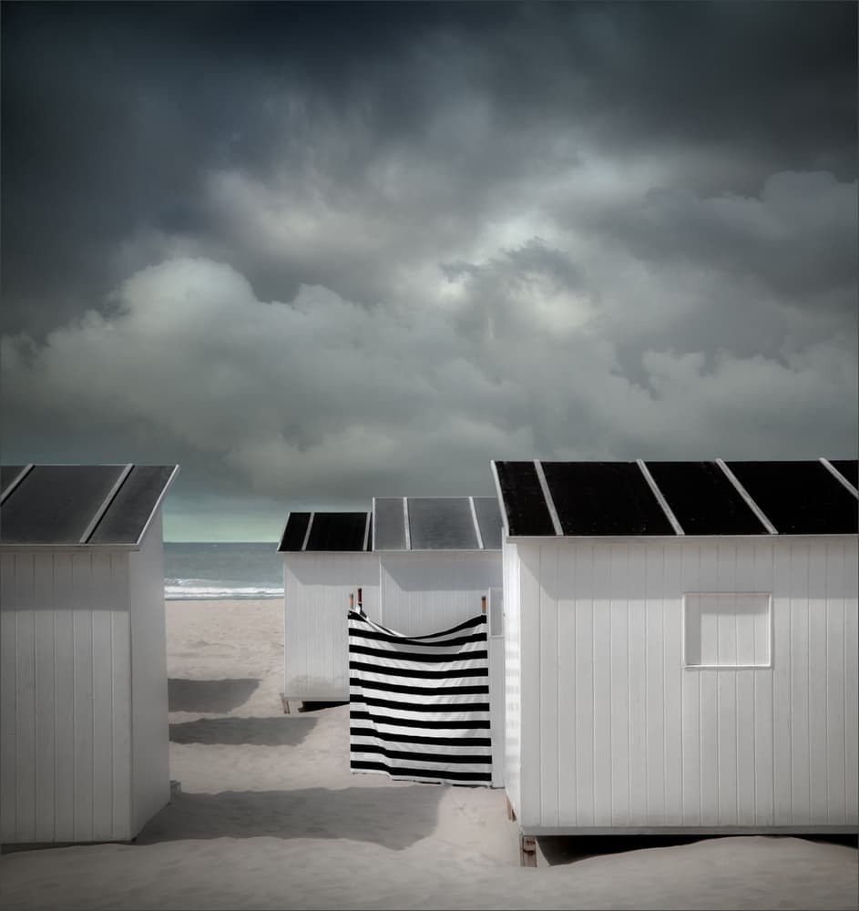 Coastal Huts Stripes by Gilbert Claes — canvas wall art