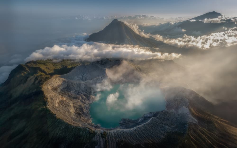 Misty Volcanic Crater by Dennis Zhang — canvas wall art